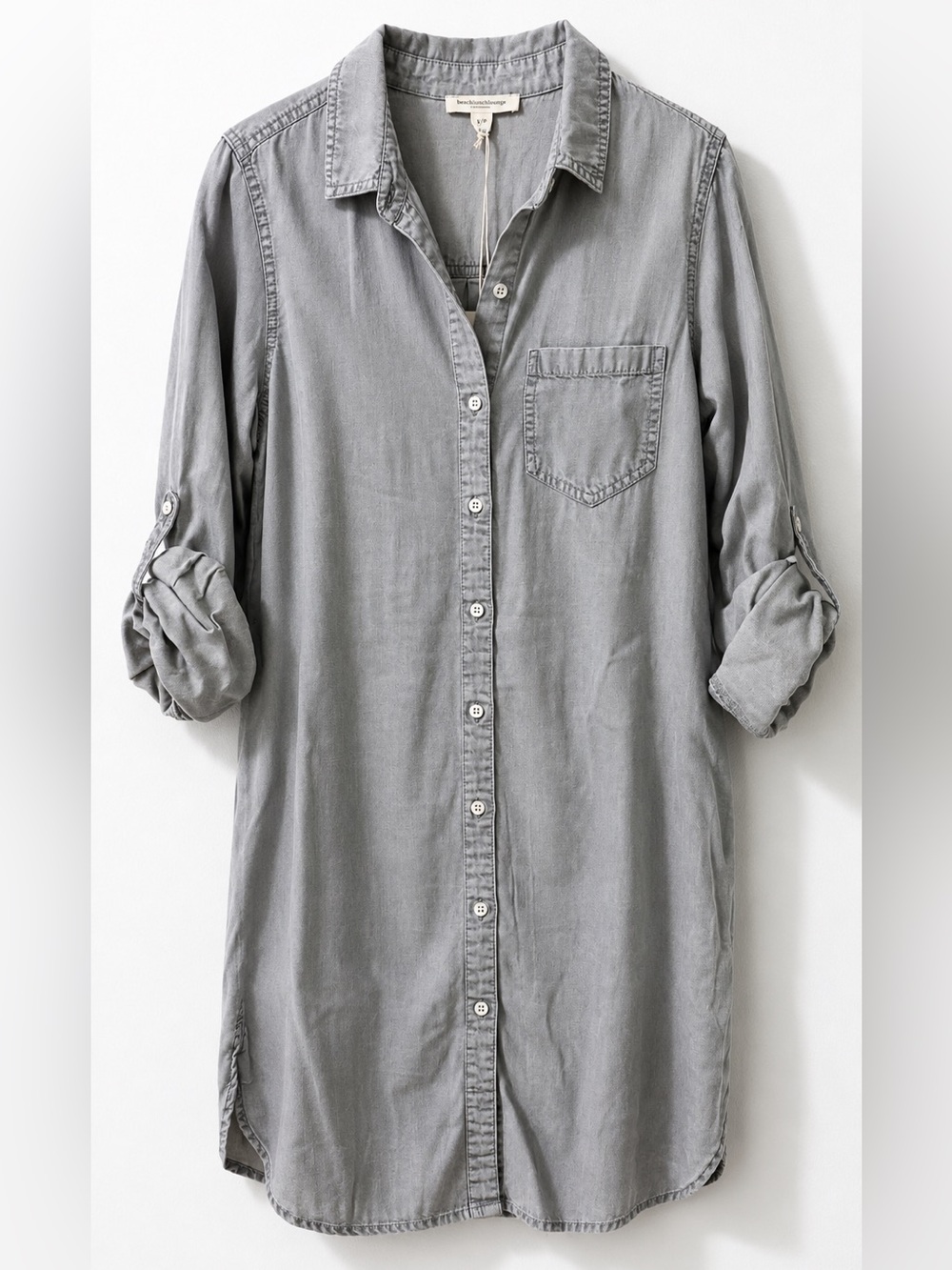 NWT Beach Lunch Lounge Casual Tencel Shirt Dress Wased Gray Size Small